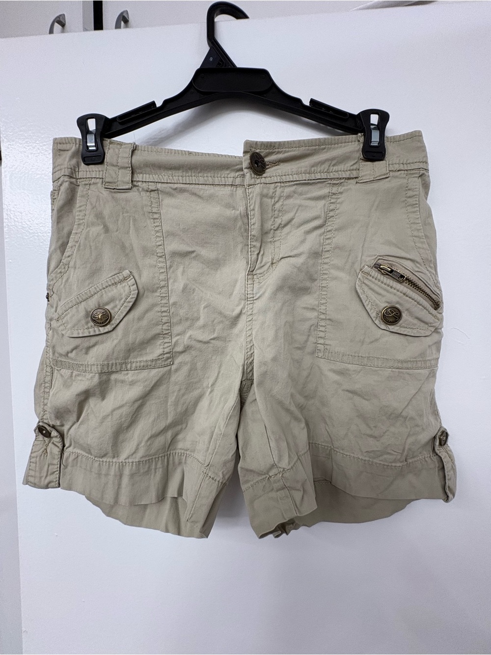 Style & Co. Khaki Utility Cargo Shorts with Buttoned Pocket Flaps